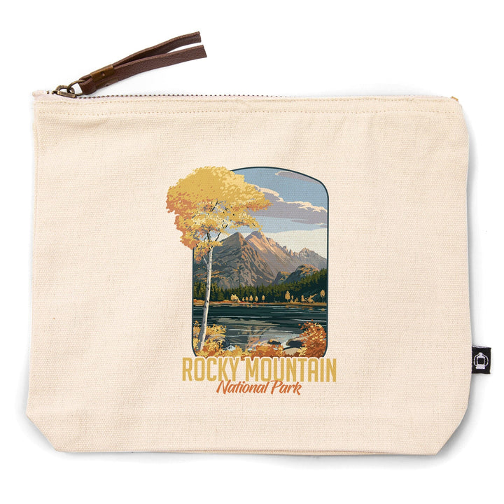 Rocky Mountain National Park, Colorado, Longs Peak and Bear Lake Fall,, Organic Cotton Zipper Pouch, Go Bag Go Bag Lantern Press 