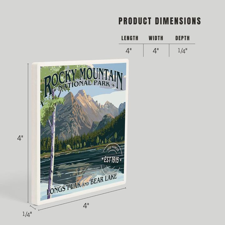 Rocky Mountain National Park, Colorado, Longs Peak and Bear Lake Press, Coasters Coasters Lantern Press 