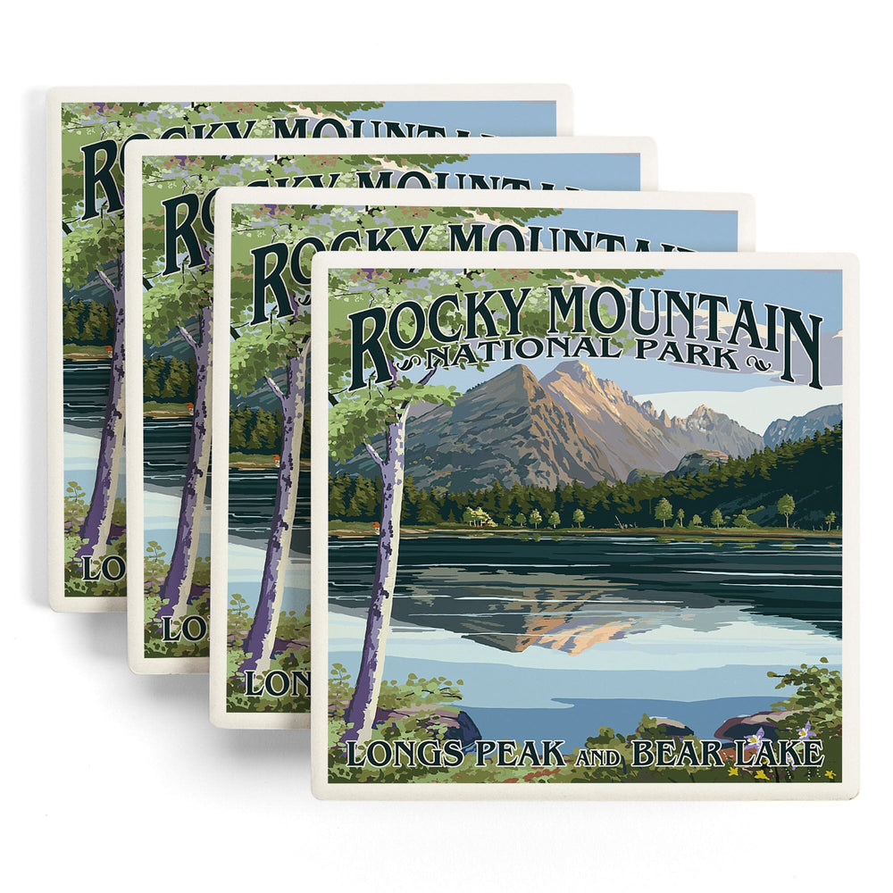 Rocky Mountain National Park, Colorado, Longs Peak and Bear Lake Summer, Coasters Coasters Lantern Press 