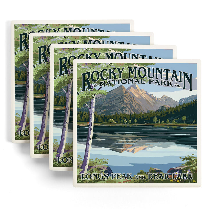 Rocky Mountain National Park, Colorado, Longs Peak and Bear Lake Summer, Coasters Coasters Lantern Press 