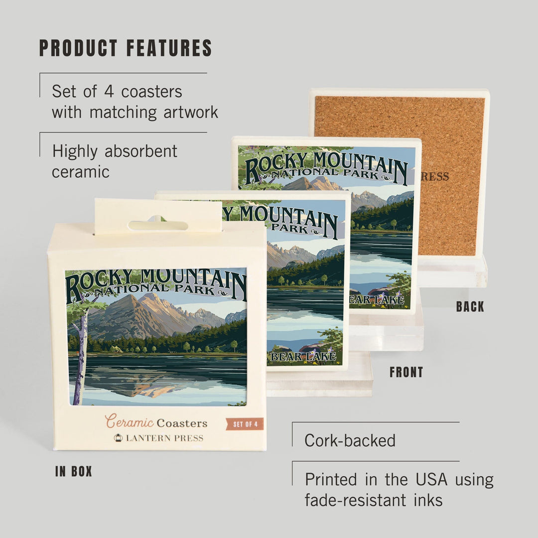 Rocky Mountain National Park, Colorado, Longs Peak and Bear Lake Summer, Coasters Coasters Lantern Press 