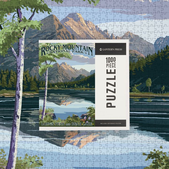 Rocky Mountain National Park, Colorado, Longs Peak and Bear Lake Summer, Jigsaw Puzzle Puzzle Lantern Press 
