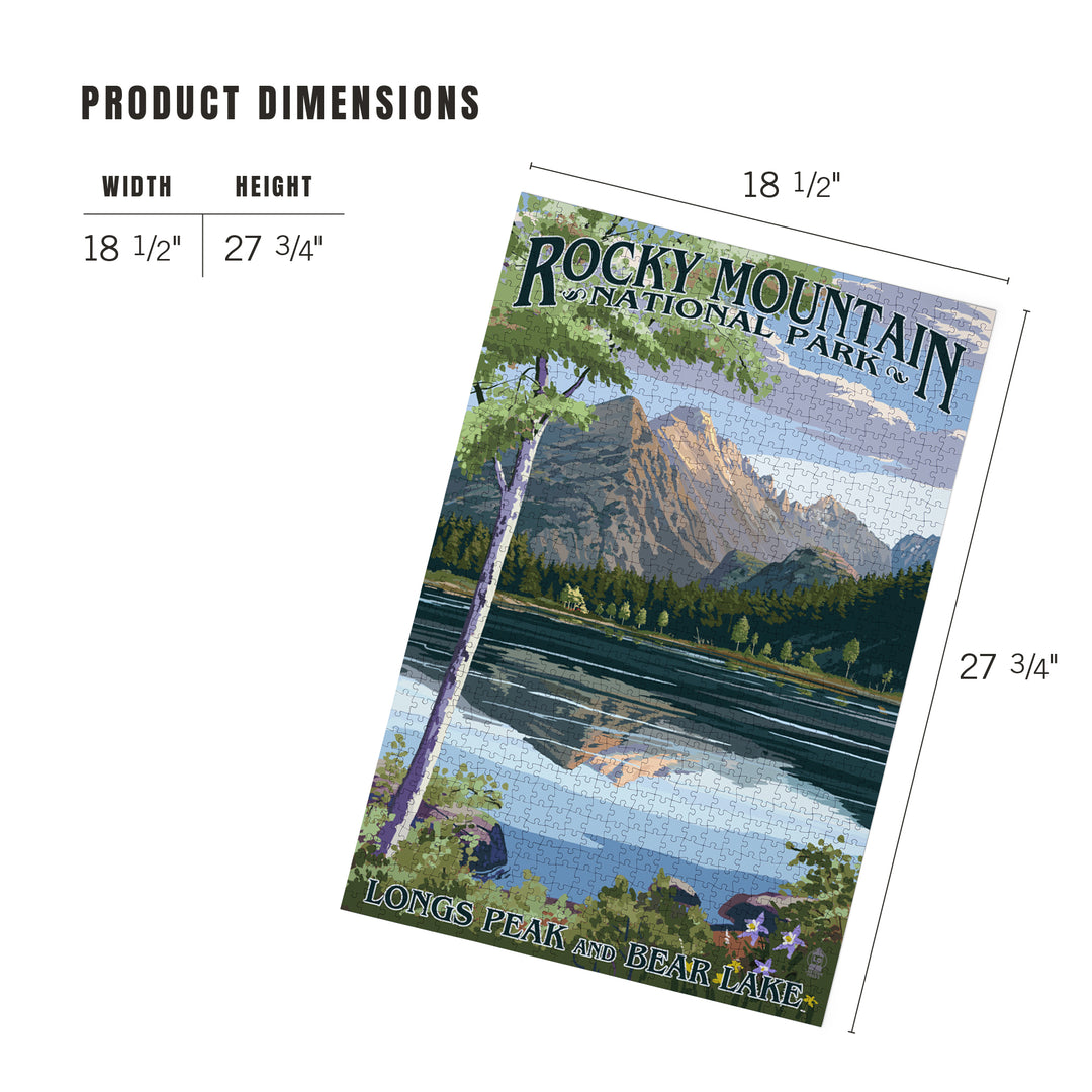 Rocky Mountain National Park, Colorado, Longs Peak and Bear Lake Summer, Jigsaw Puzzle Puzzle Lantern Press 