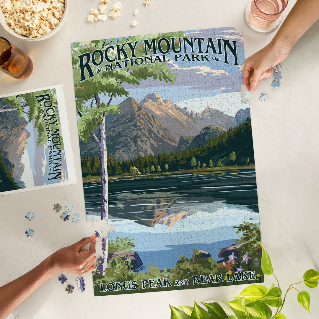 Rocky Mountain National Park, Colorado, Longs Peak and Bear Lake Summer, Jigsaw Puzzle Puzzle Lantern Press 
