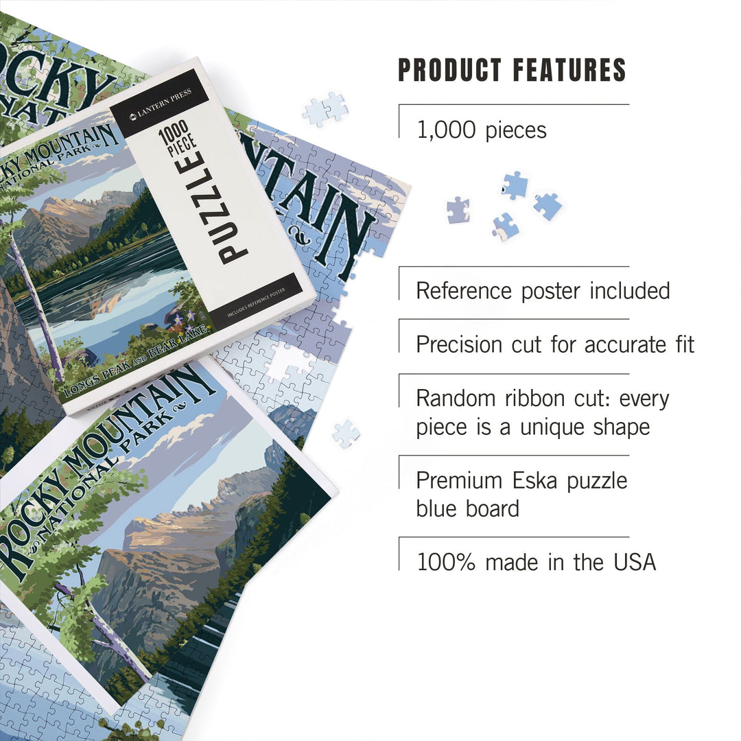 Rocky Mountain National Park, Colorado, Longs Peak and Bear Lake Summer, Jigsaw Puzzle Puzzle Lantern Press 