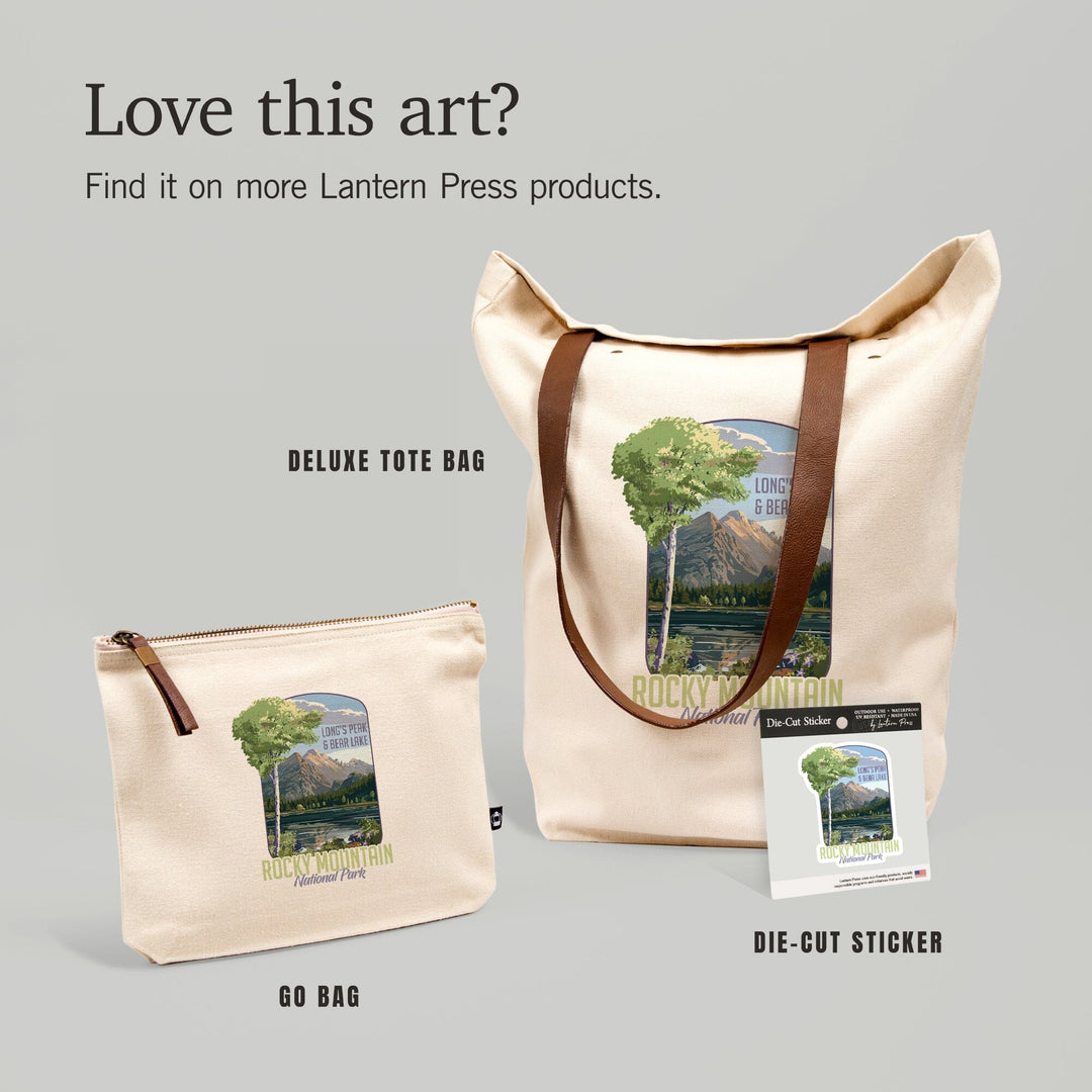 Rocky Mountain National Park, Colorado, Long's Peak and Bear Lake, Summer,, Organic Cotton Zipper Pouch, Go Bag Go Bag Lantern Press 