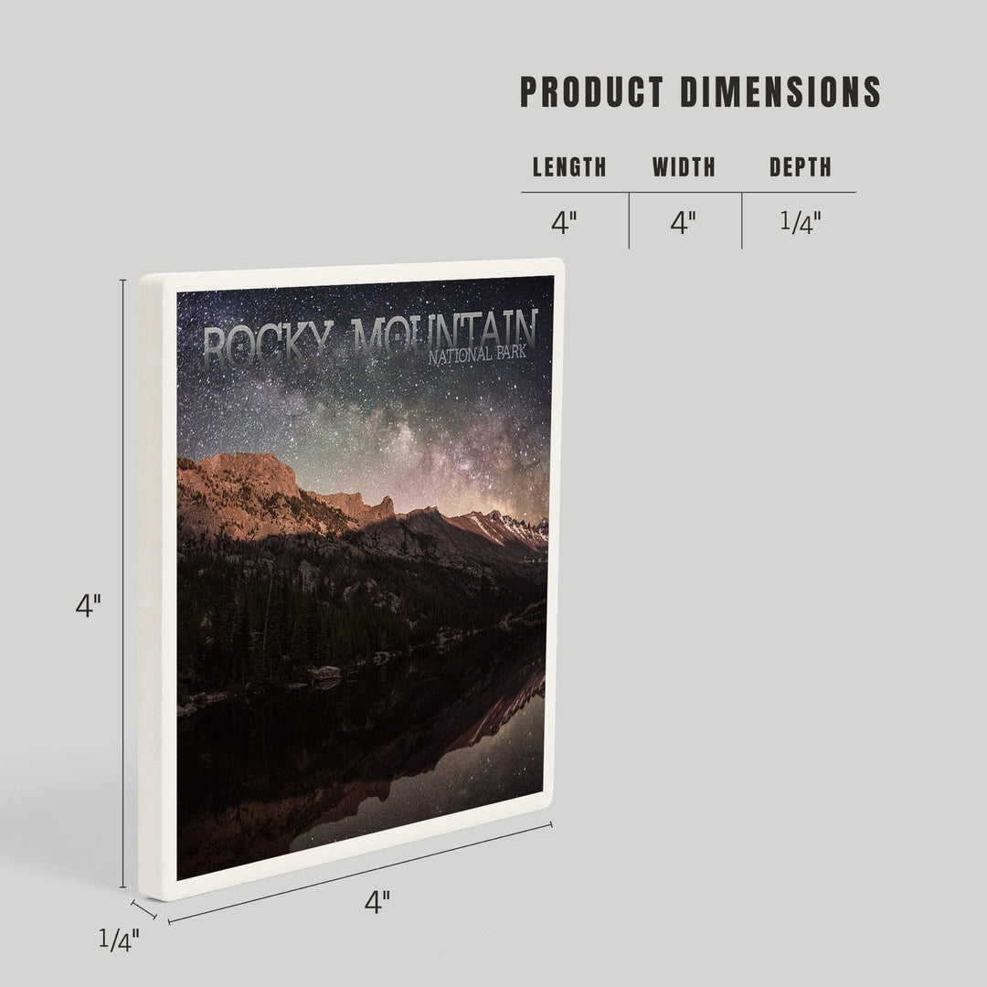 Rocky Mountain National Park, Colorado, Longs Peak and Milky Way, Coasters Coasters Lantern Press 