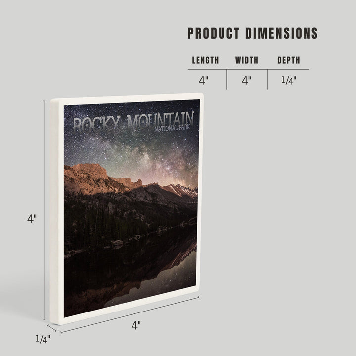 Rocky Mountain National Park, Colorado, Longs Peak and Milky Way, Coasters Coasters Lantern Press 