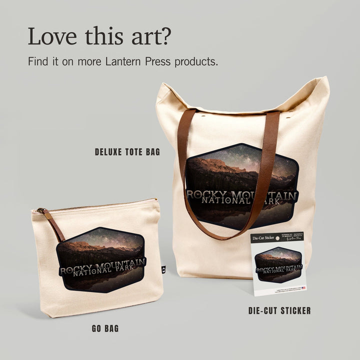 Rocky Mountain National Park, Colorado, Longs Peak and Milky Way,, Organic Cotton Zipper Pouch, Go Bag Go Bag Lantern Press 