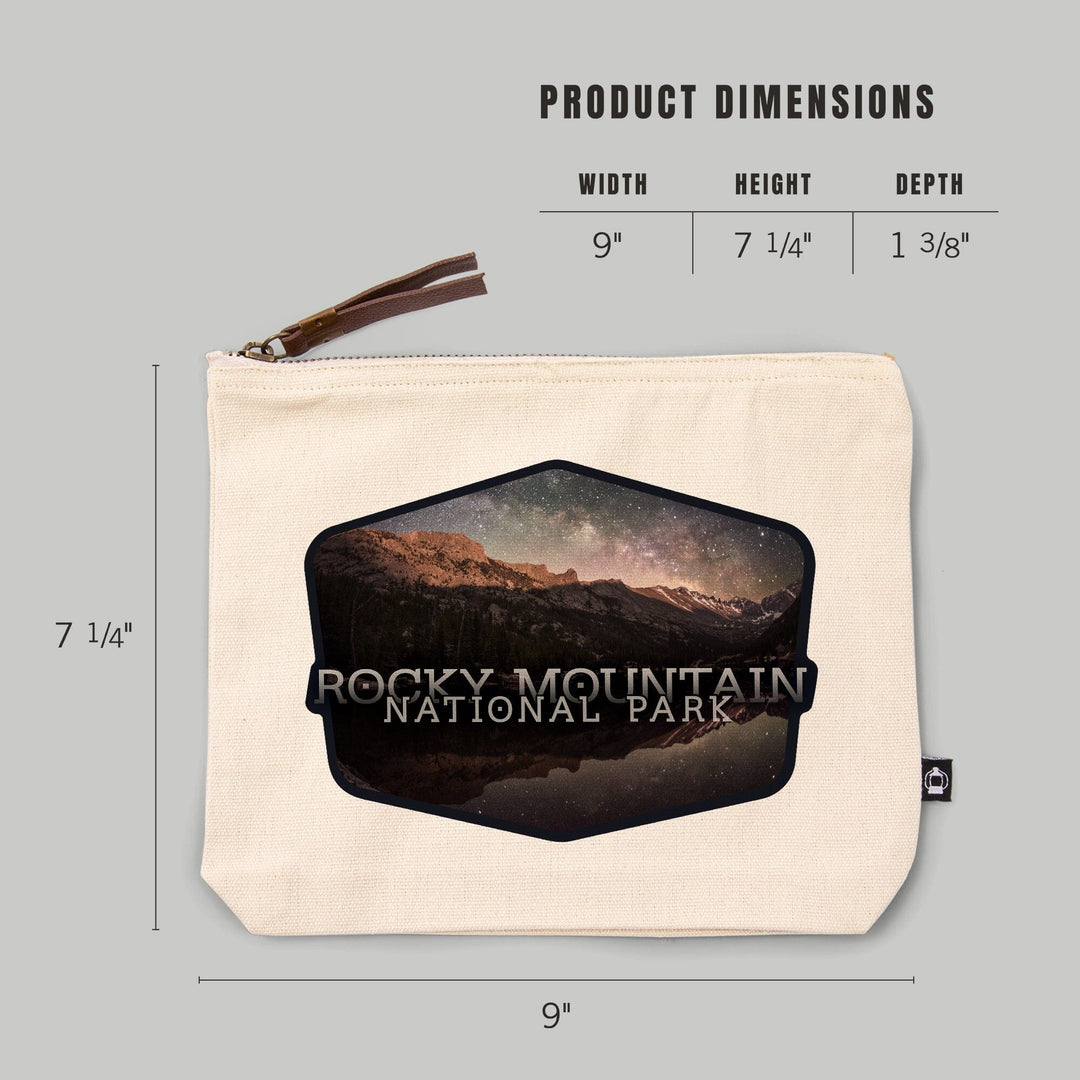 Rocky Mountain National Park, Colorado, Longs Peak and Milky Way,, Organic Cotton Zipper Pouch, Go Bag Go Bag Lantern Press 
