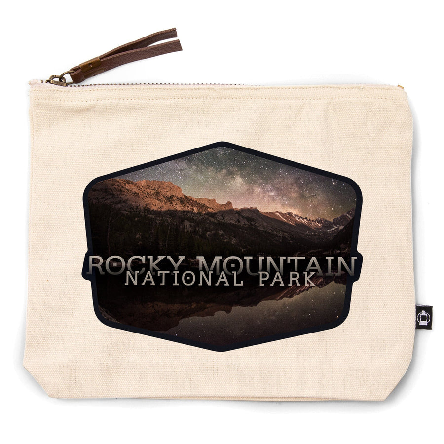 Rocky Mountain National Park, Colorado, Longs Peak and Milky Way,, Organic Cotton Zipper Pouch, Go Bag Go Bag Lantern Press 