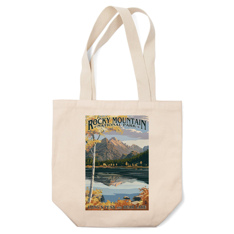 Rocky Mountain National Park, Colorado, Longs Peak & Bear Lake Fall, Lantern Press Artwork, Tote Bag Totes Lantern Press 