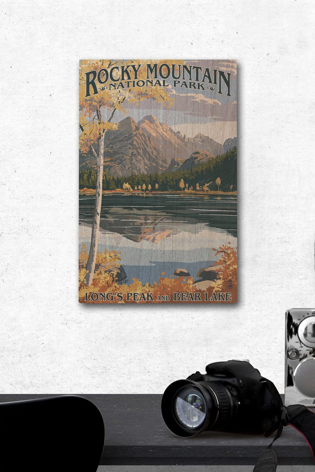 Rocky Mountain National Park, Colorado, Longs Peak & Bear Lake Fall, Lantern Press Artwork, Wood Signs and Postcards Wood Lantern Press 12 x 18 Wood Gallery Print 