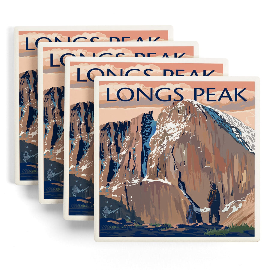 Rocky Mountain National Park, Colorado, Longs Peak, Lantern Press Artwork, Coaster Set Coasters Lantern Press 