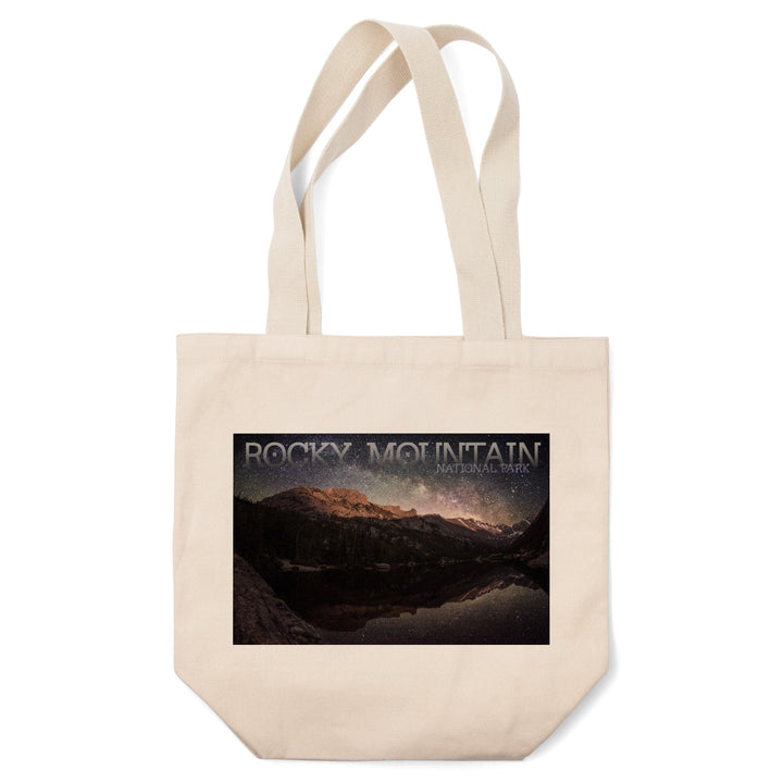 Rocky Mountain National Park, Colorado, Longs Peak & Milky Way, Lantern Press Photography, Tote Bag Totes Lantern Press 