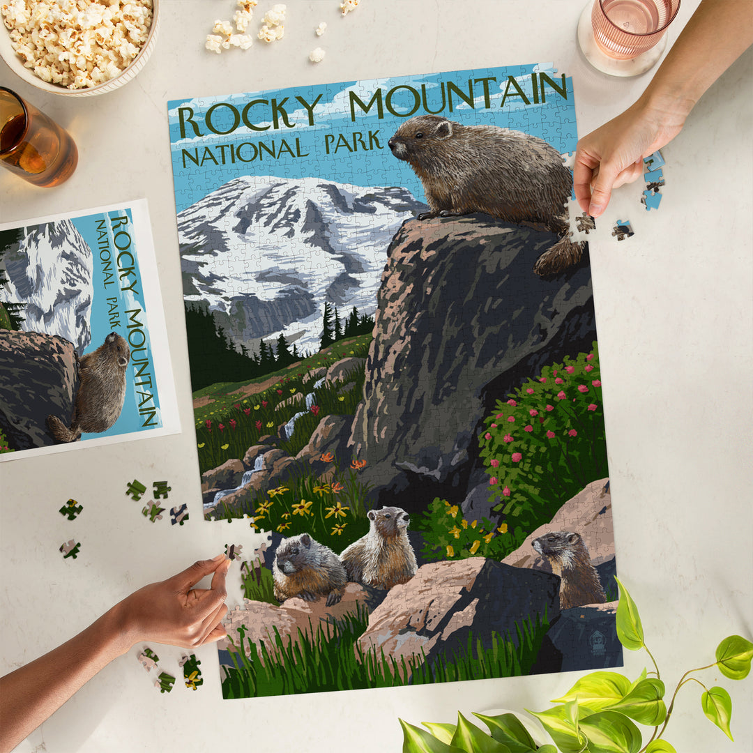 Rocky Mountain National Park, Colorado, Marmots, Jigsaw Puzzle Puzzle Lantern Press 