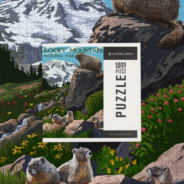 Rocky Mountain National Park, Colorado, Marmots, Jigsaw Puzzle Puzzle Lantern Press 