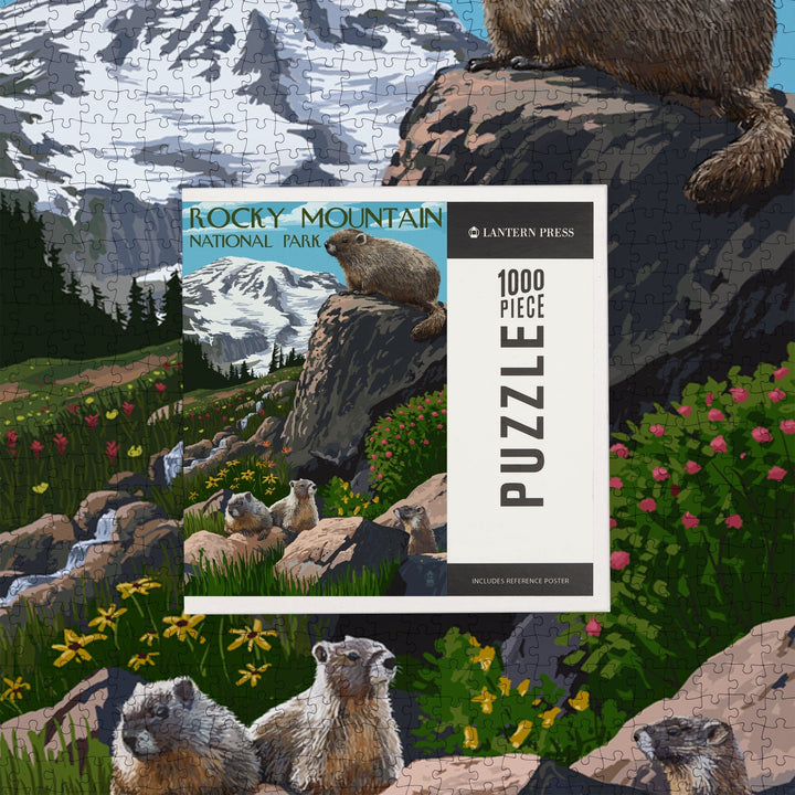Rocky Mountain National Park, Colorado, Marmots, Jigsaw Puzzle Puzzle Lantern Press 
