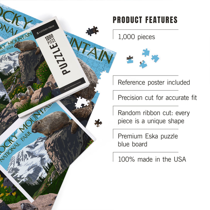 Rocky Mountain National Park, Colorado, Marmots, Jigsaw Puzzle Puzzle Lantern Press 