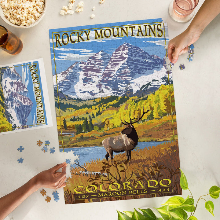 Rocky Mountain National Park, Colorado, Maroon Bells, Jigsaw Puzzle Puzzle Lantern Press 