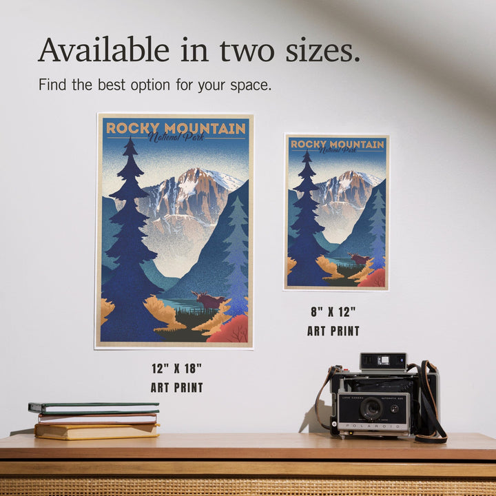 Rocky Mountain National Park, Colorado, Moose and Lake, Lithograph, Art & Giclee Prints Art Lantern Press 