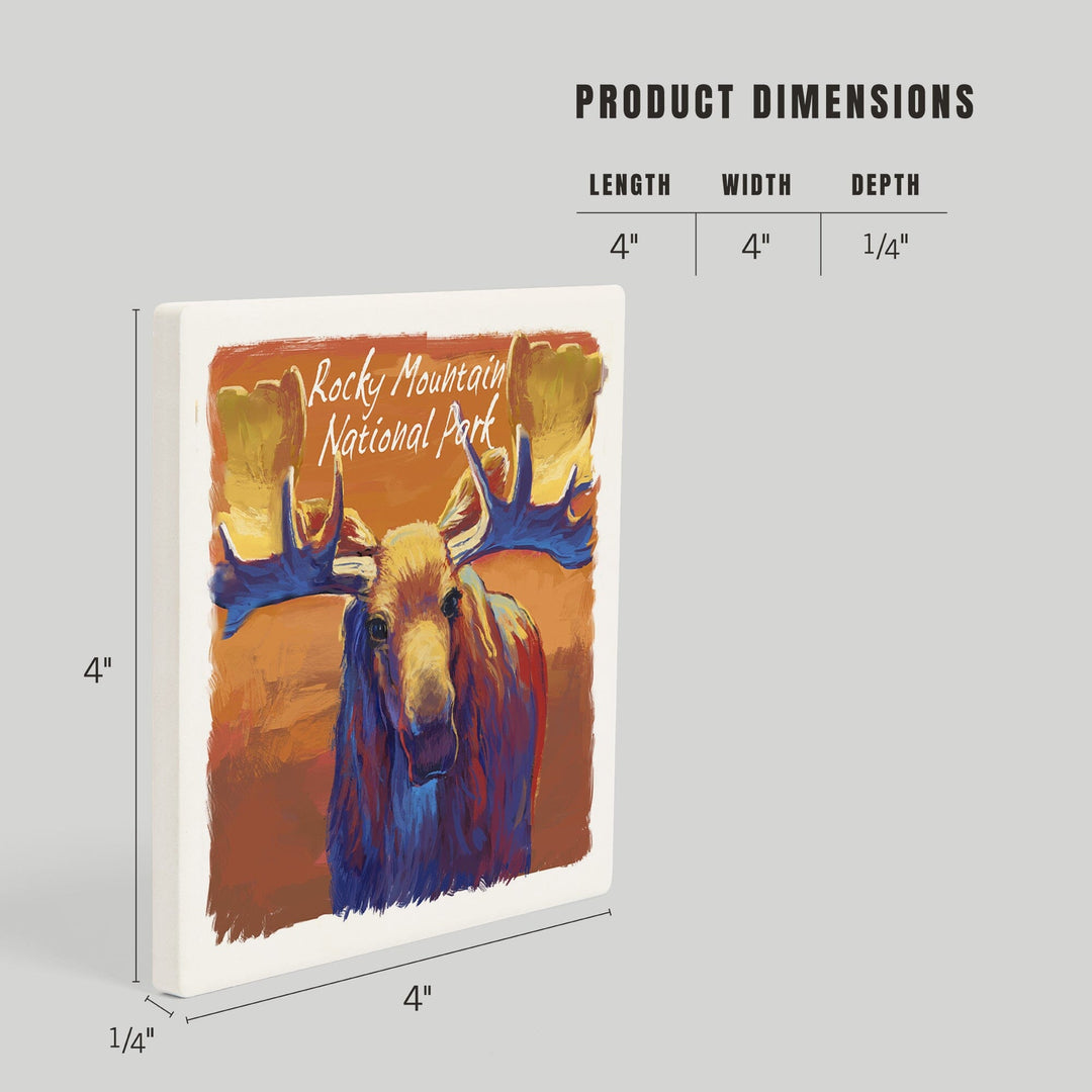 Rocky Mountain National Park, Colorado, Moose, Vivid, Coasters Coasters Lantern Press 