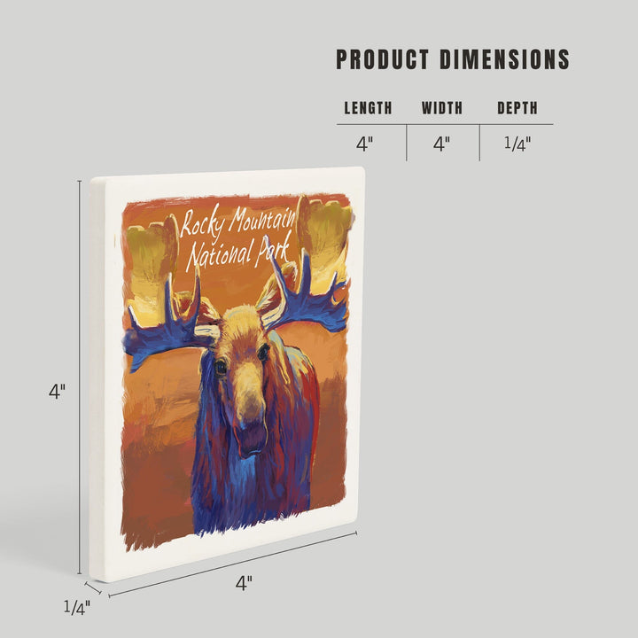 Rocky Mountain National Park, Colorado, Moose, Vivid, Coasters Coasters Lantern Press 