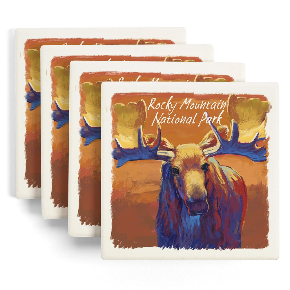Rocky Mountain National Park, Colorado, Moose, Vivid, Coasters Coasters Lantern Press 