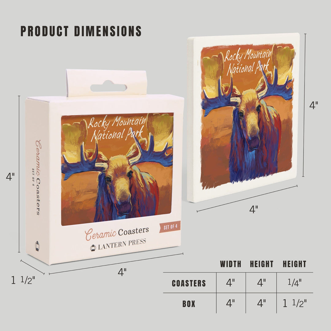 Rocky Mountain National Park, Colorado, Moose, Vivid, Coasters Coasters Lantern Press 