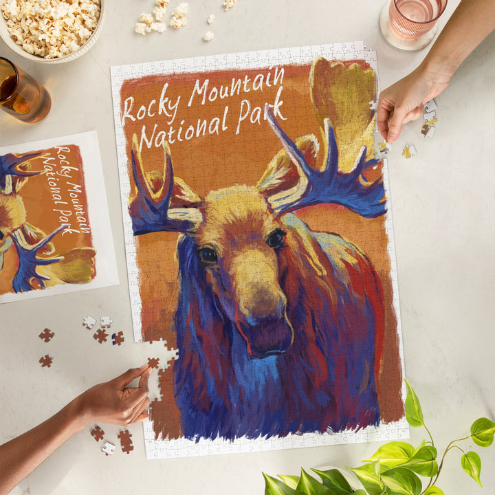 Rocky Mountain National Park, Colorado, Moose, Vivid, Jigsaw Puzzle Puzzle Lantern Press 