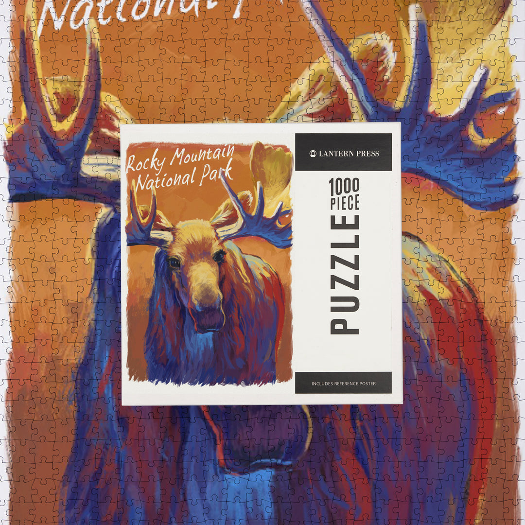 Rocky Mountain National Park, Colorado, Moose, Vivid, Jigsaw Puzzle Puzzle Lantern Press 