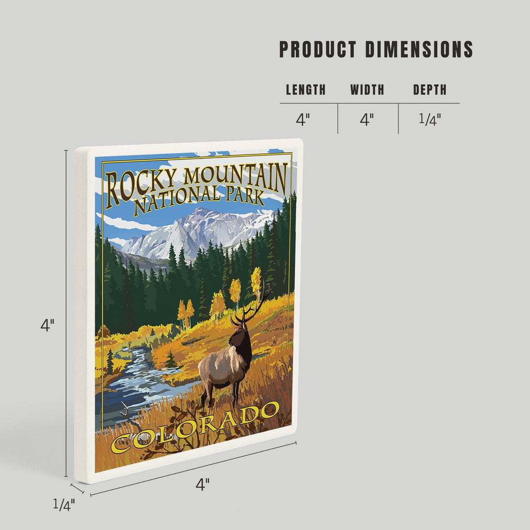 Rocky Mountain National Park, Colorado, Mummy Range, Elk, Coasters Coasters Lantern Press 