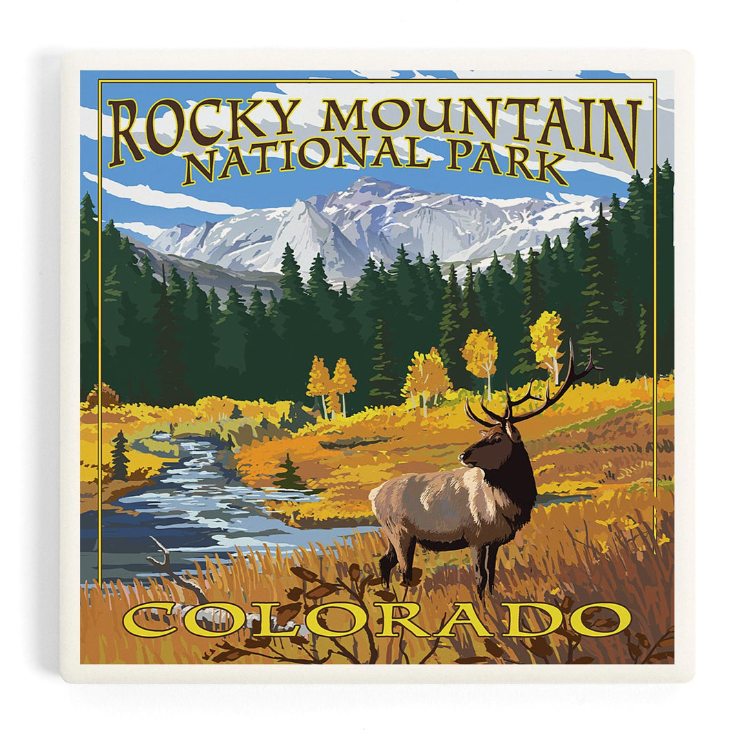 Rocky Mountain National Park, Colorado, Mummy Range, Elk, Coasters Coasters Lantern Press 