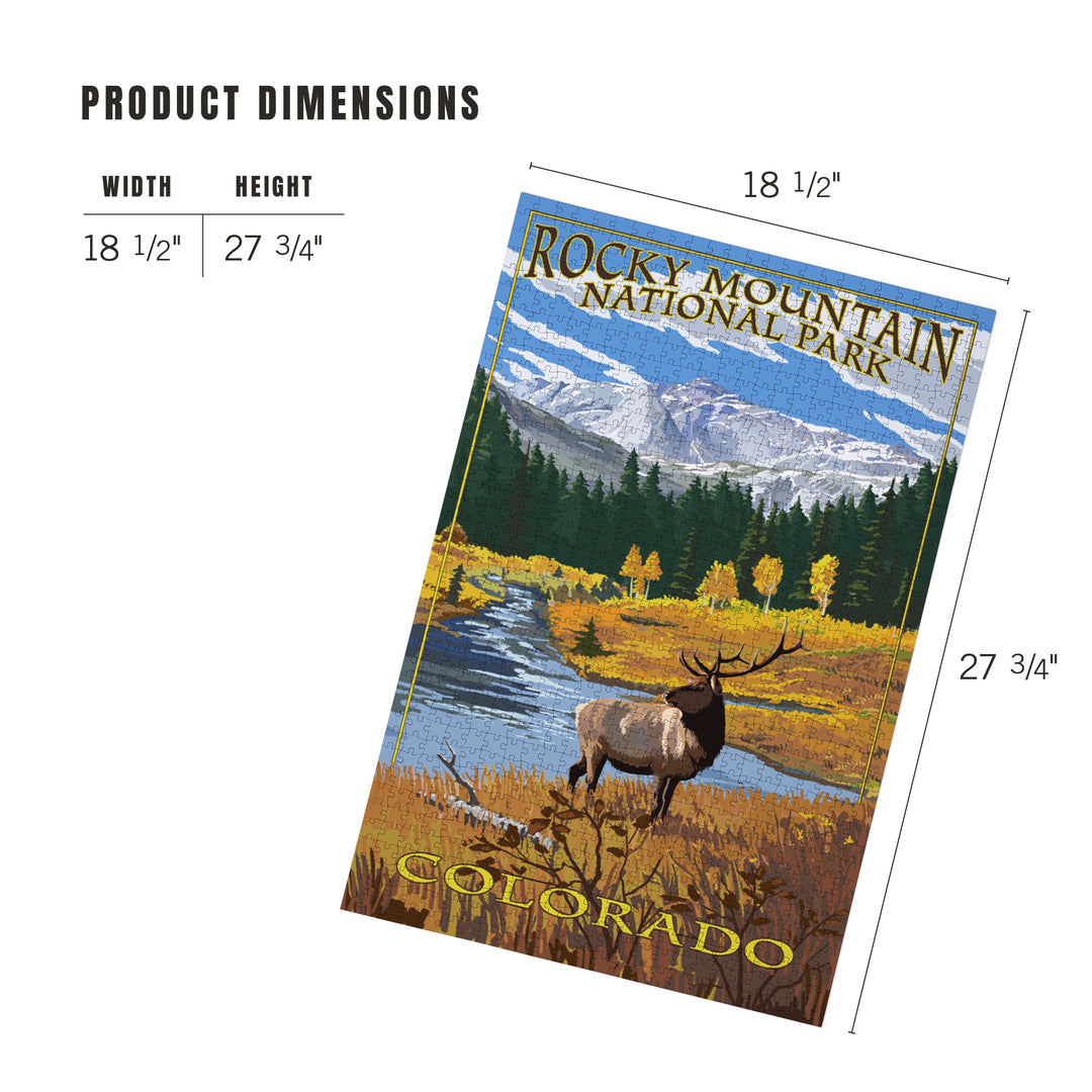 Rocky Mountain National Park, Colorado, Mummy Range, Elk, Jigsaw Puzzle Puzzle Lantern Press 