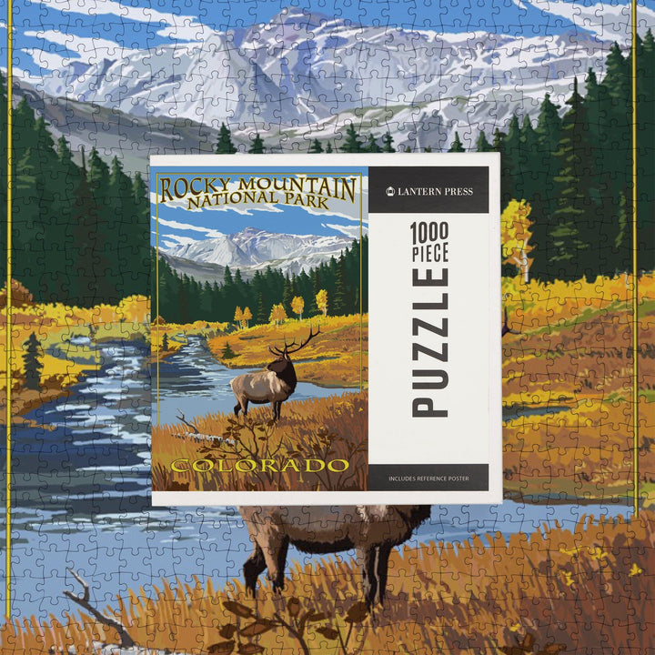 Rocky Mountain National Park, Colorado, Mummy Range, Elk, Jigsaw Puzzle Puzzle Lantern Press 