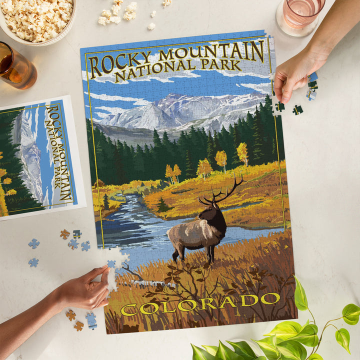 Rocky Mountain National Park, Colorado, Mummy Range, Elk, Jigsaw Puzzle Puzzle Lantern Press 