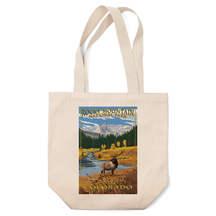 Rocky Mountain National Park, Colorado, Mummy Range, Elk, Lantern Press Artwork, Tote Bag Totes Lantern Press 