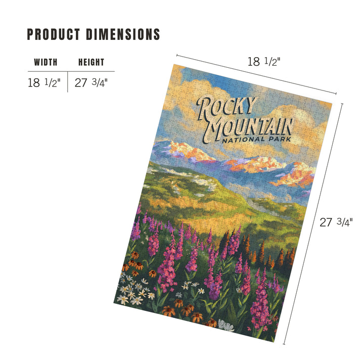 Rocky Mountain National Park, Colorado, Oil Painting National Park Series, Jigsaw Puzzle Puzzle Lantern Press 