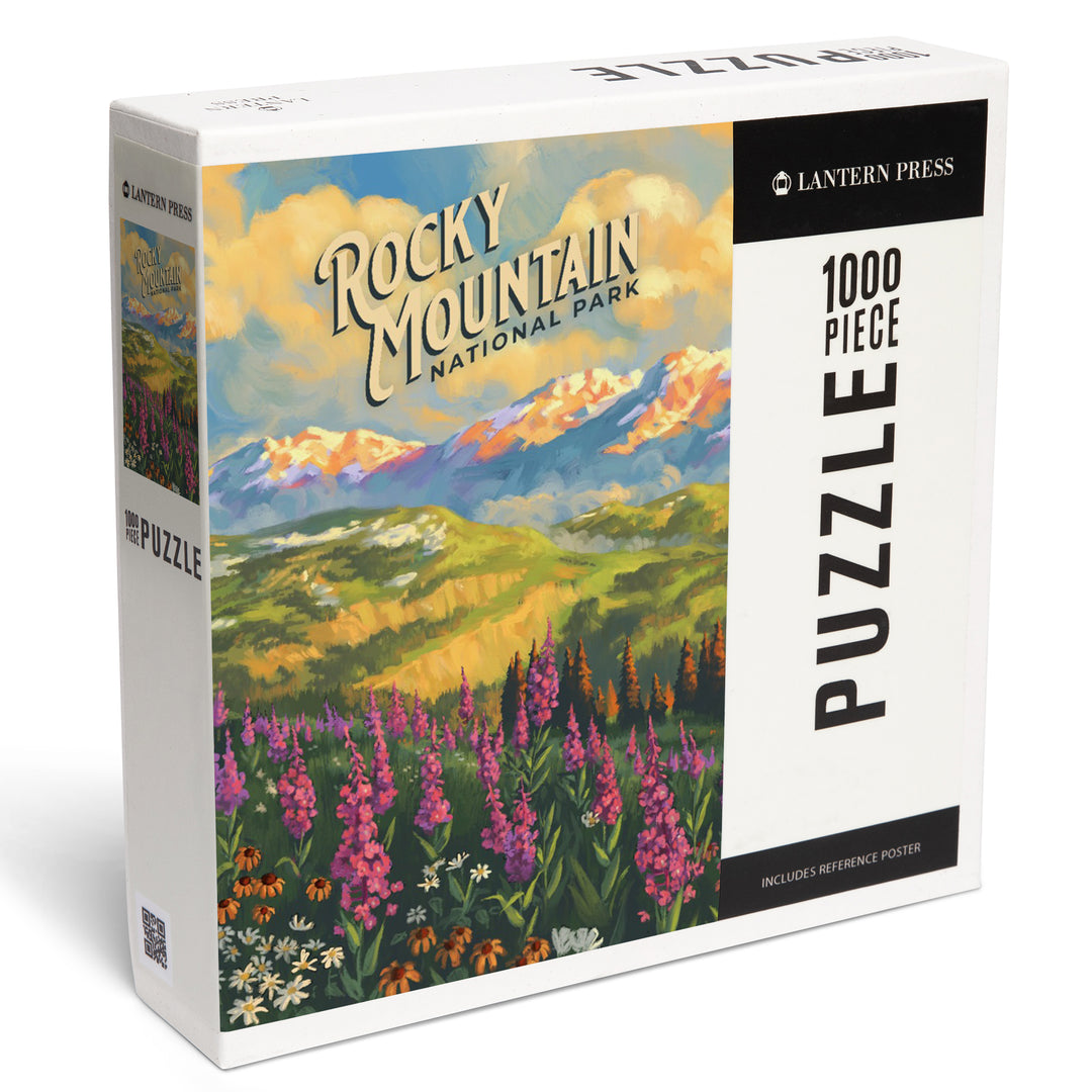 Rocky Mountain National Park, Colorado, Oil Painting National Park Series, Jigsaw Puzzle Puzzle Lantern Press 