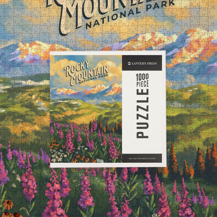 Rocky Mountain National Park, Colorado, Oil Painting National Park Series, Jigsaw Puzzle Puzzle Lantern Press 