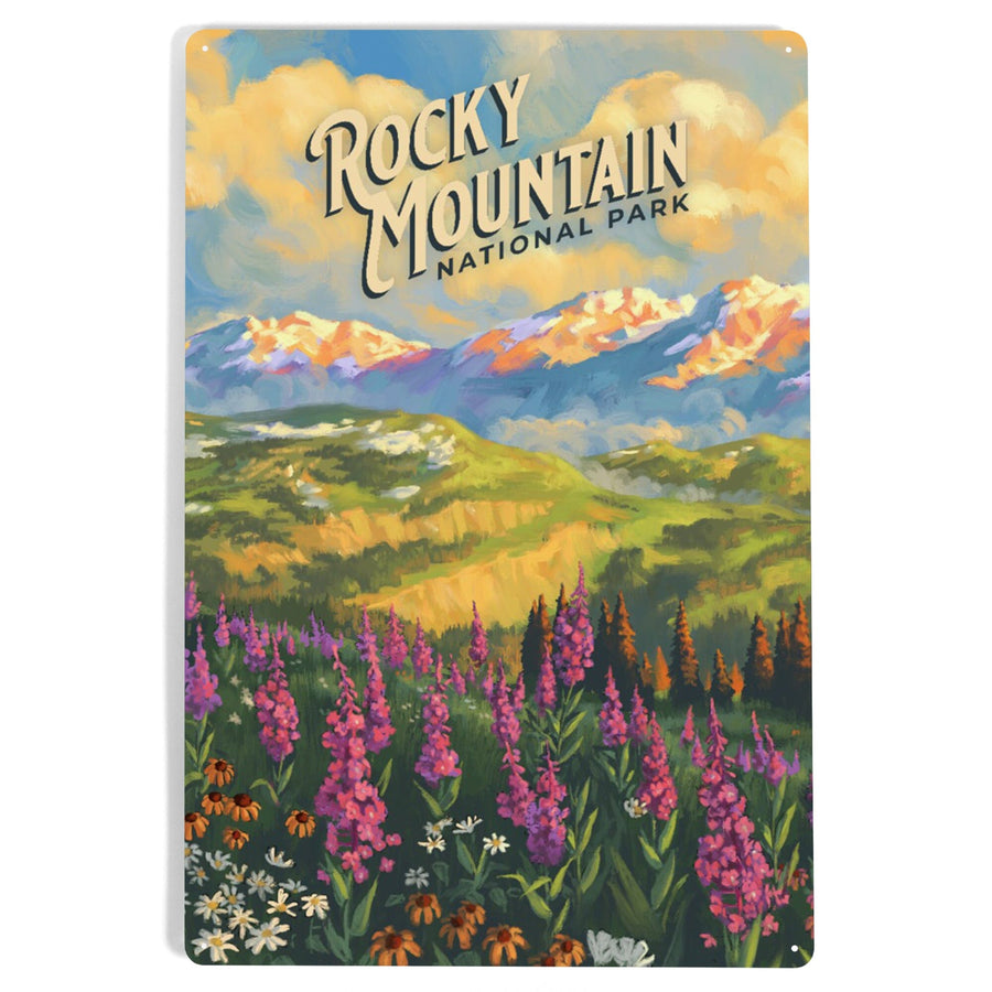 Rocky Mountain National Park, Colorado, Oil Painting National Park Series, Metal Signs Metal Lantern Press 