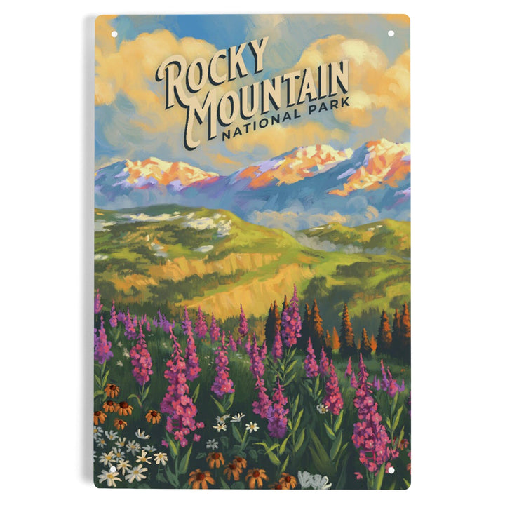 Rocky Mountain National Park, Colorado, Oil Painting National Park Series, Metal Signs Metal Lantern Press 