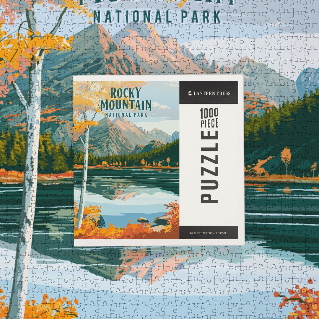 Rocky Mountain National Park, Colorado, Painterly National Park Series, Jigsaw Puzzle Puzzle Lantern Press 