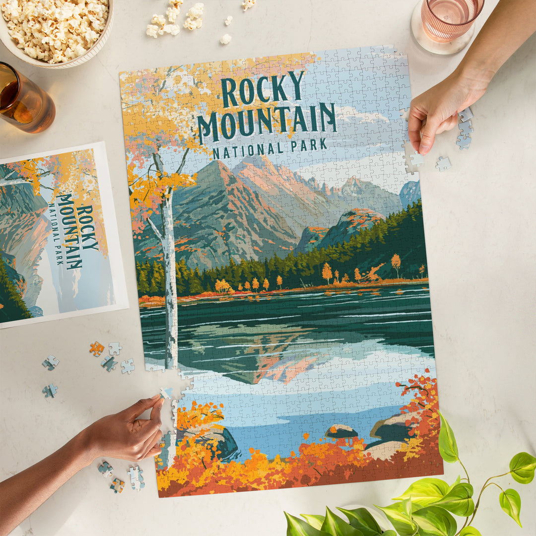 Rocky Mountain National Park, Colorado, Painterly National Park Series, Jigsaw Puzzle Puzzle Lantern Press 