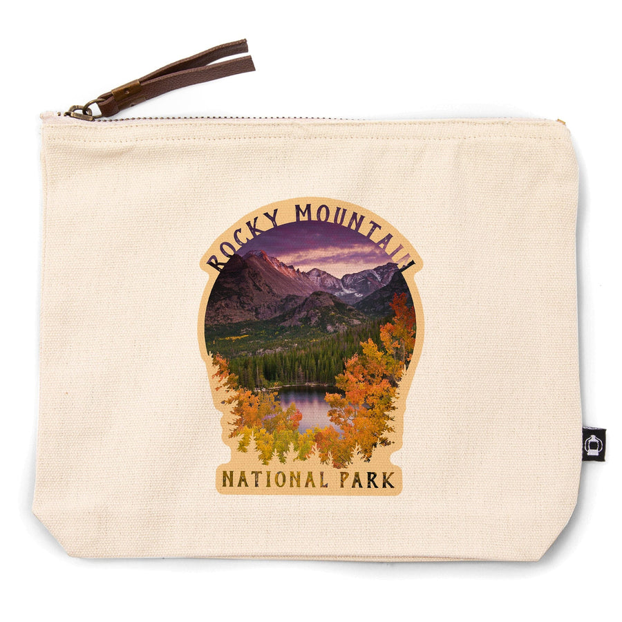 Rocky Mountain National Park, Colorado, Purple Sunset and Lake, Photography,, Organic Cotton Zipper Pouch, Go Bag Go Bag Lantern Press 