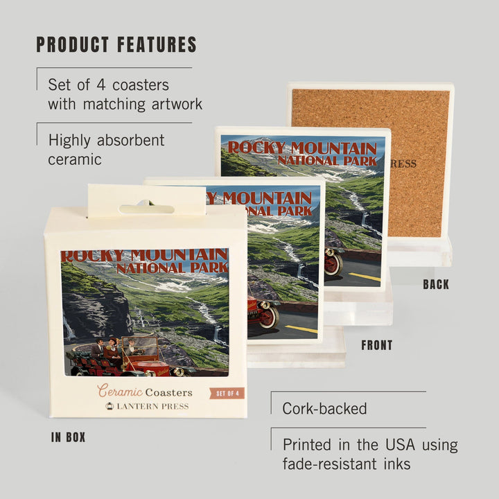 Rocky Mountain National Park, Colorado, Stanley Steamer, Coasters Coasters Lantern Press 