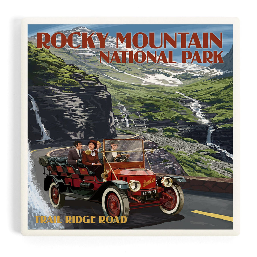 Rocky Mountain National Park, Colorado, Stanley Steamer, Coasters Coasters Lantern Press 