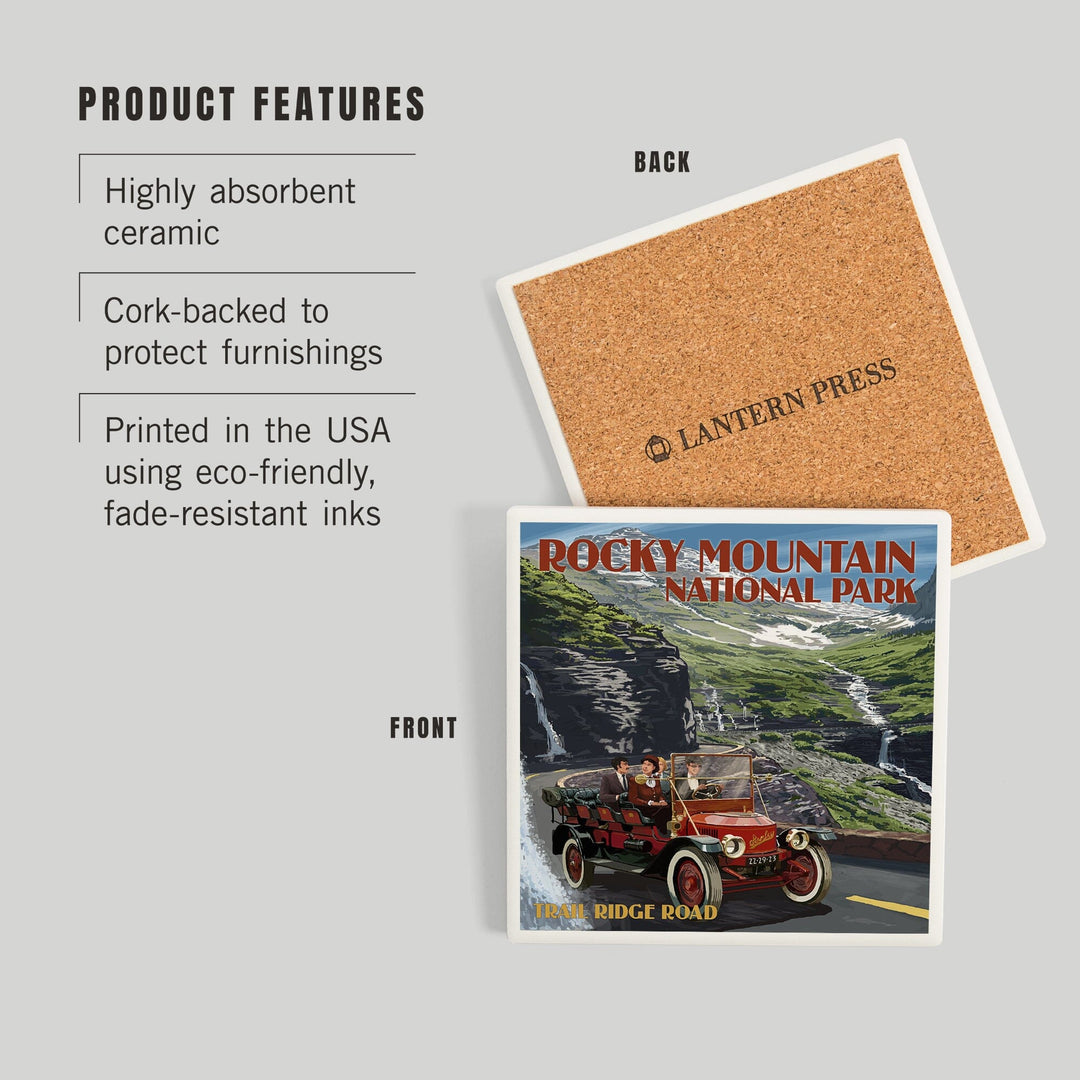 Rocky Mountain National Park, Colorado, Stanley Steamer, Coasters Coasters Lantern Press 