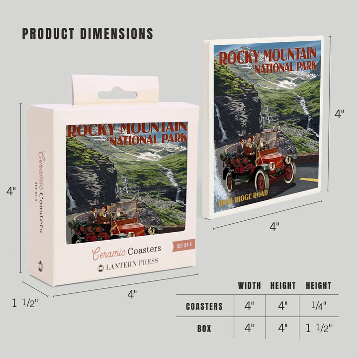 Rocky Mountain National Park, Colorado, Stanley Steamer, Coasters Coasters Lantern Press 