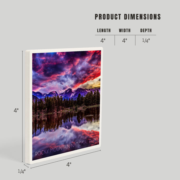 Rocky Mountain National Park, Colorado, Sunset and Sprague Lake, Coasters Coasters Lantern Press 